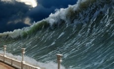 堪察加地震引发海啸:数米高海啸涌上陆地 冲毁建筑物